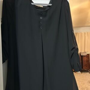 Celeste Black Button-Detail Blouse